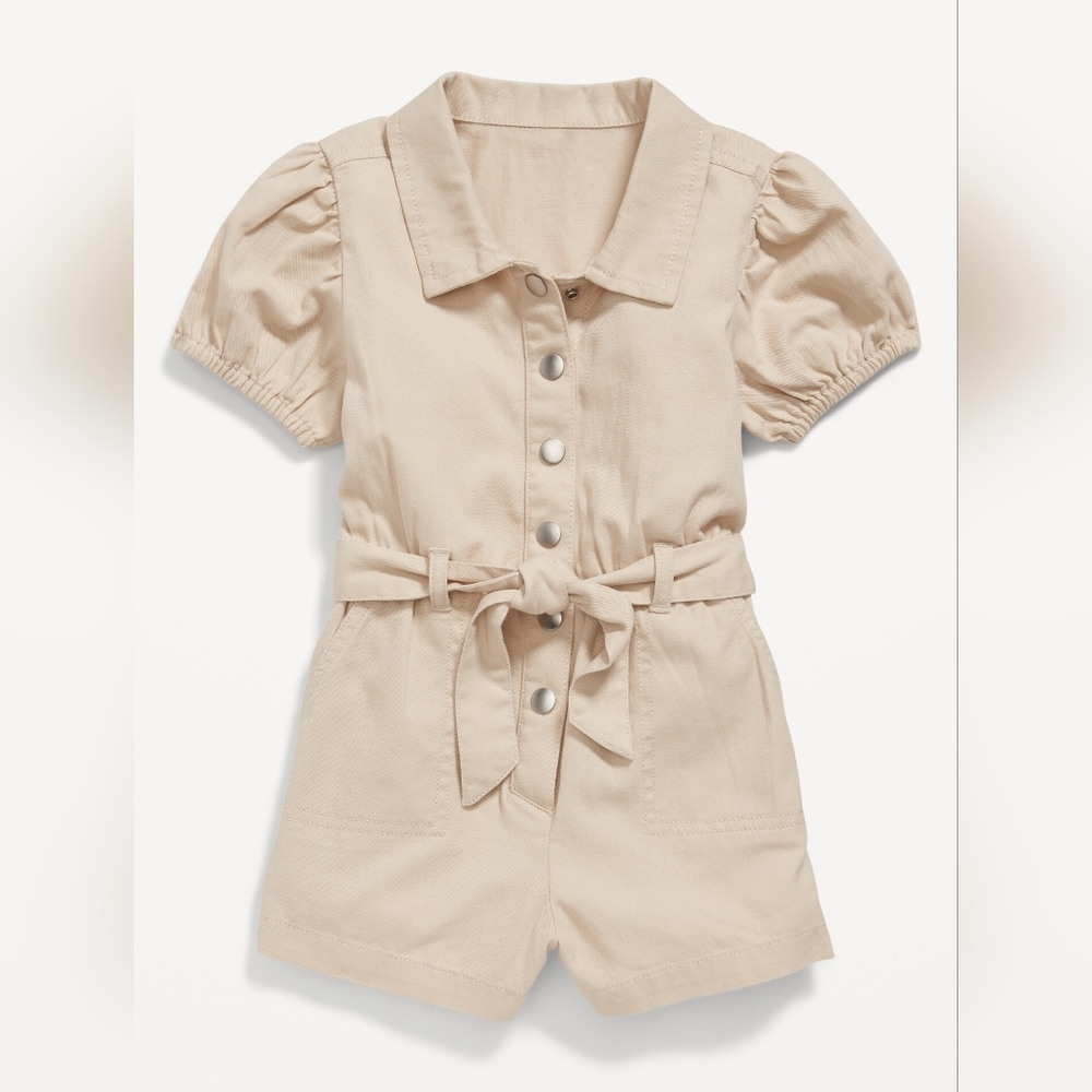 Old Navy Khaki Puff Sleeve Romper Sz 5T
